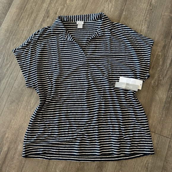 CHICO’S Linen striped Henley tee 🤍 - Picture 2 of 16